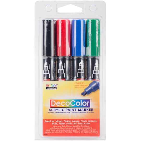 DecoColor® Chisel 4 Color Acrylic Paint Marker Set